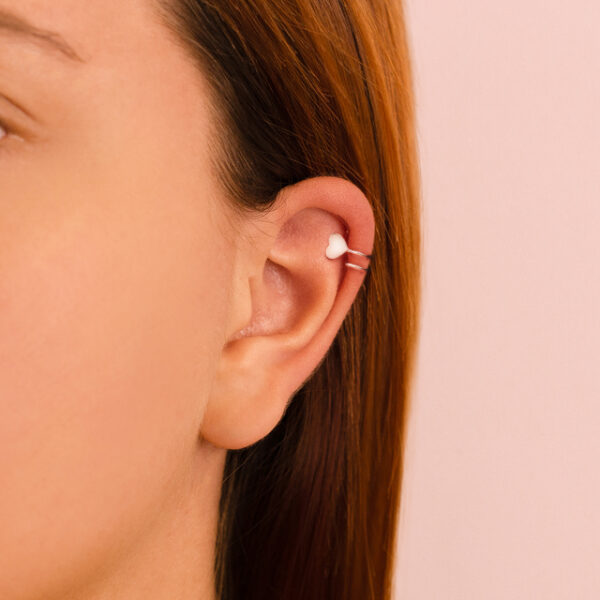 Piercing Para Furo Torção Coração Prata 925