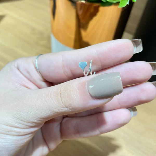 Piercing Para Furo Torção Coração Prata 925 - Imagem 3